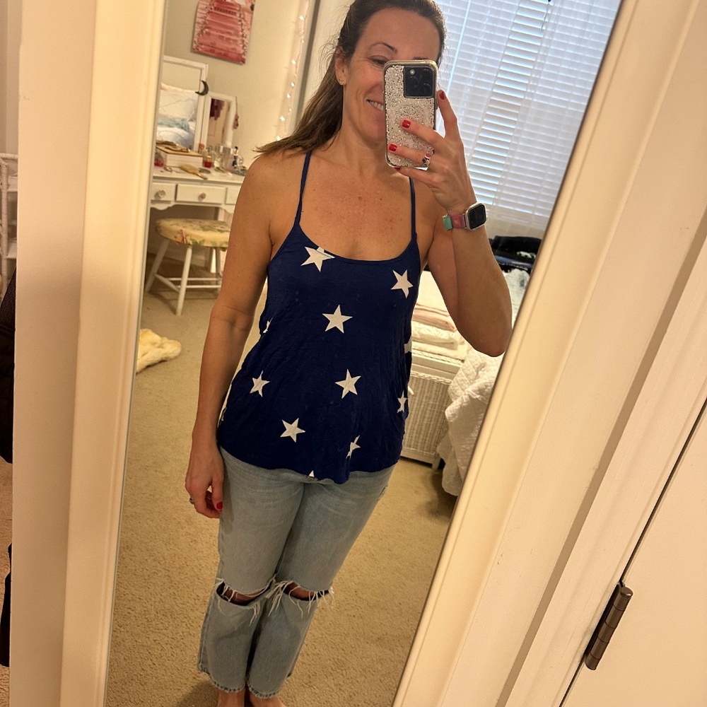 Lascana Blue and White Tank Top - Size 32/34 - US 0/2 (Small)